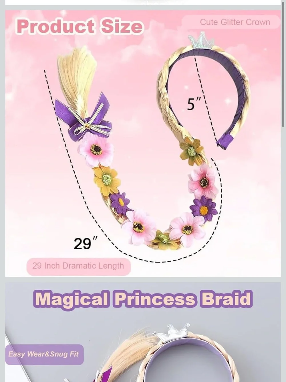 💜NWT PRINCESS RAPUNZEL HAIR/ COSTUME ACCESSORY WITH HEADBAND